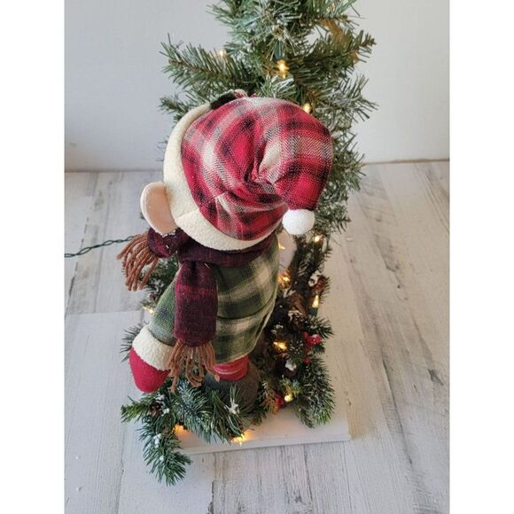 Plush elf Mini lighted tree Mistletoe snow xmas decor figure - Picture 7 of 10